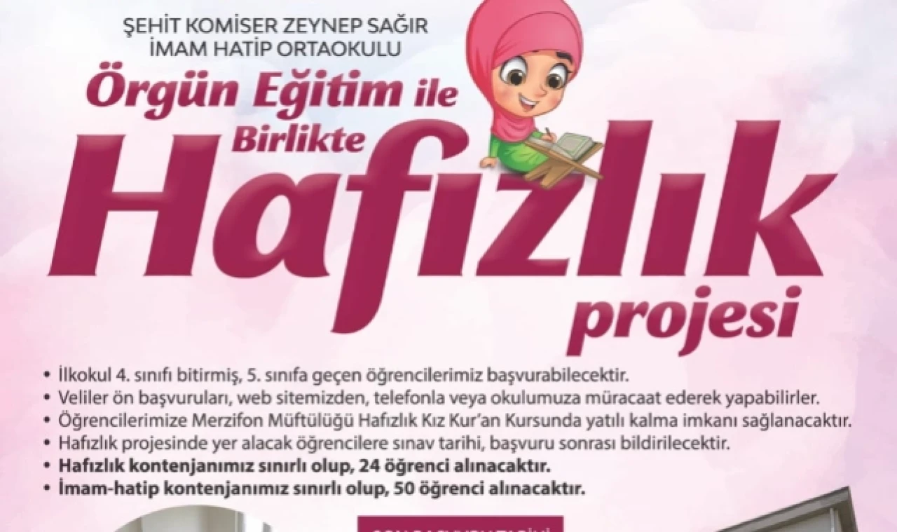 HAFIZLIK KIZ KUR'AN KURSU ÖN KAYITLARI BAŞLADI