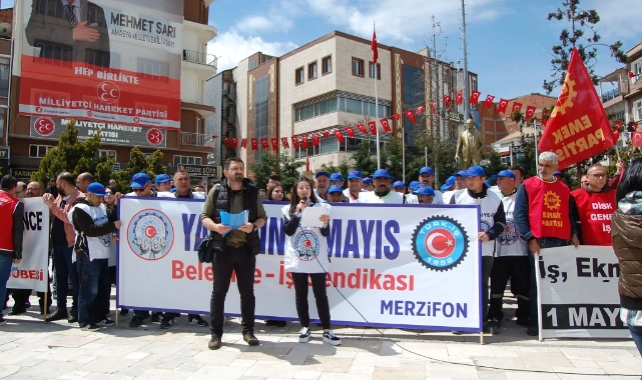 MERZİFON'DA 1 MAYIS KUTLANDI