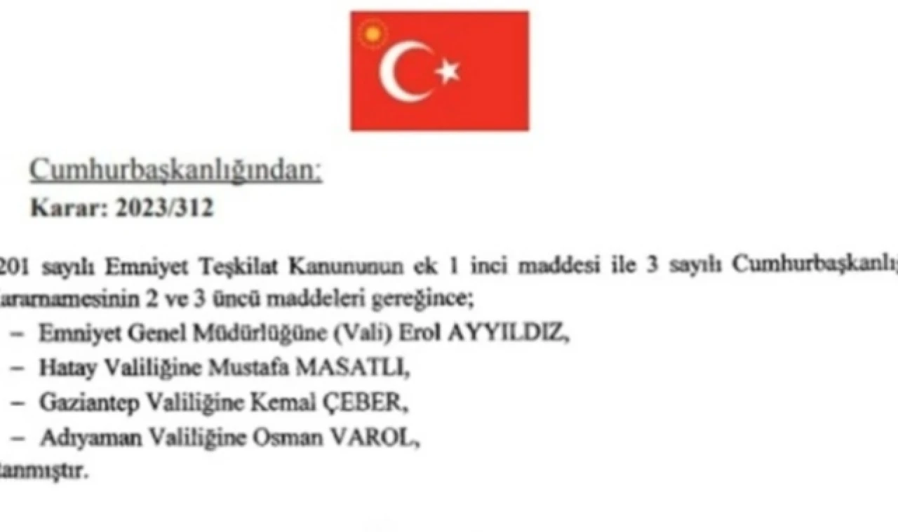 Amasya Valisi Mustafa Masatlı Hatay Valiliğine Atandı