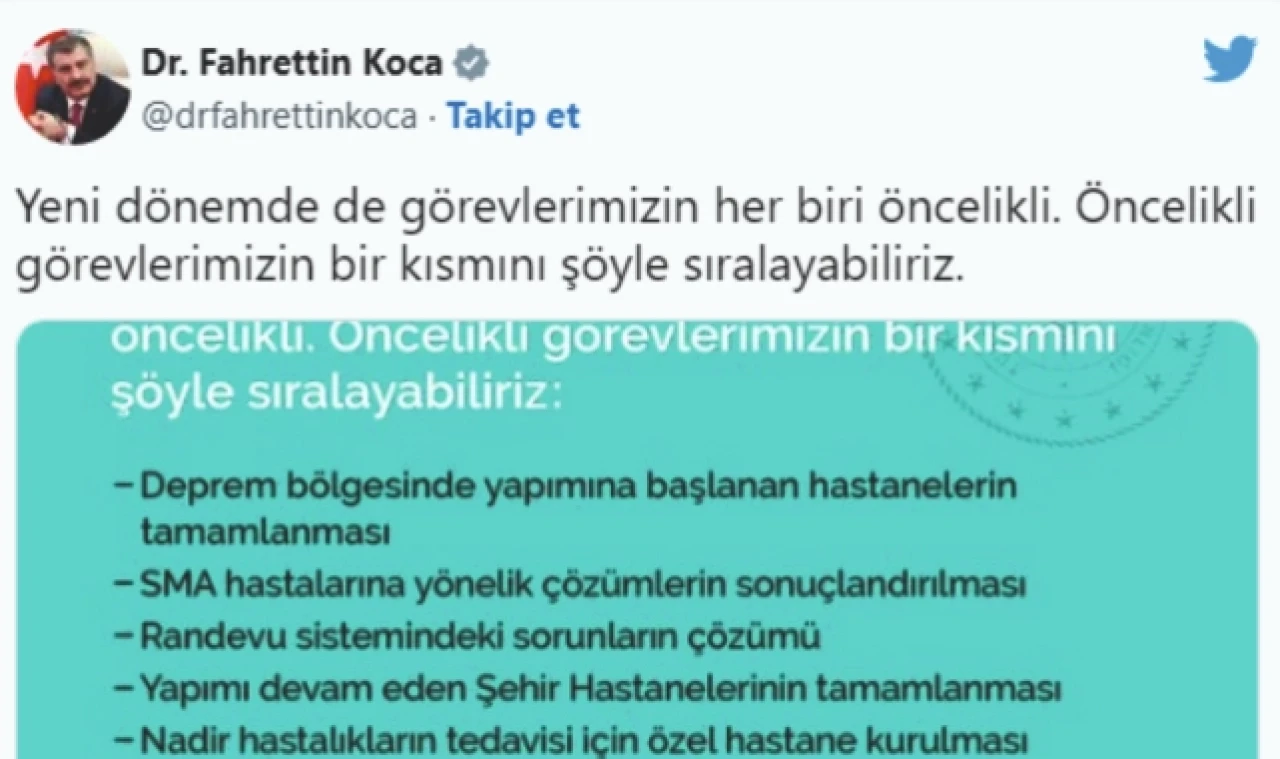 BAKAN KOCA YENİ DÖNEM ÇALIŞMALARINI  AÇIKLADI