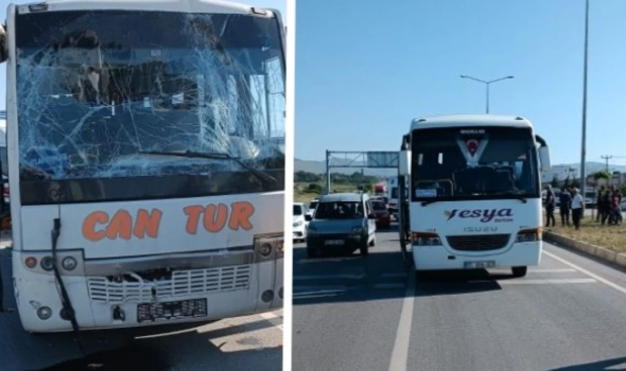 MERZİFON'DA SERVİS ARAÇLARI ÇARPIŞTI 12 YARALI!