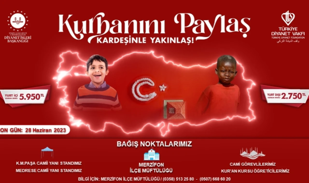 MÜFTÜLÜK'TEN KURBAN BAĞIŞ ÇAĞRISI YAPILDI