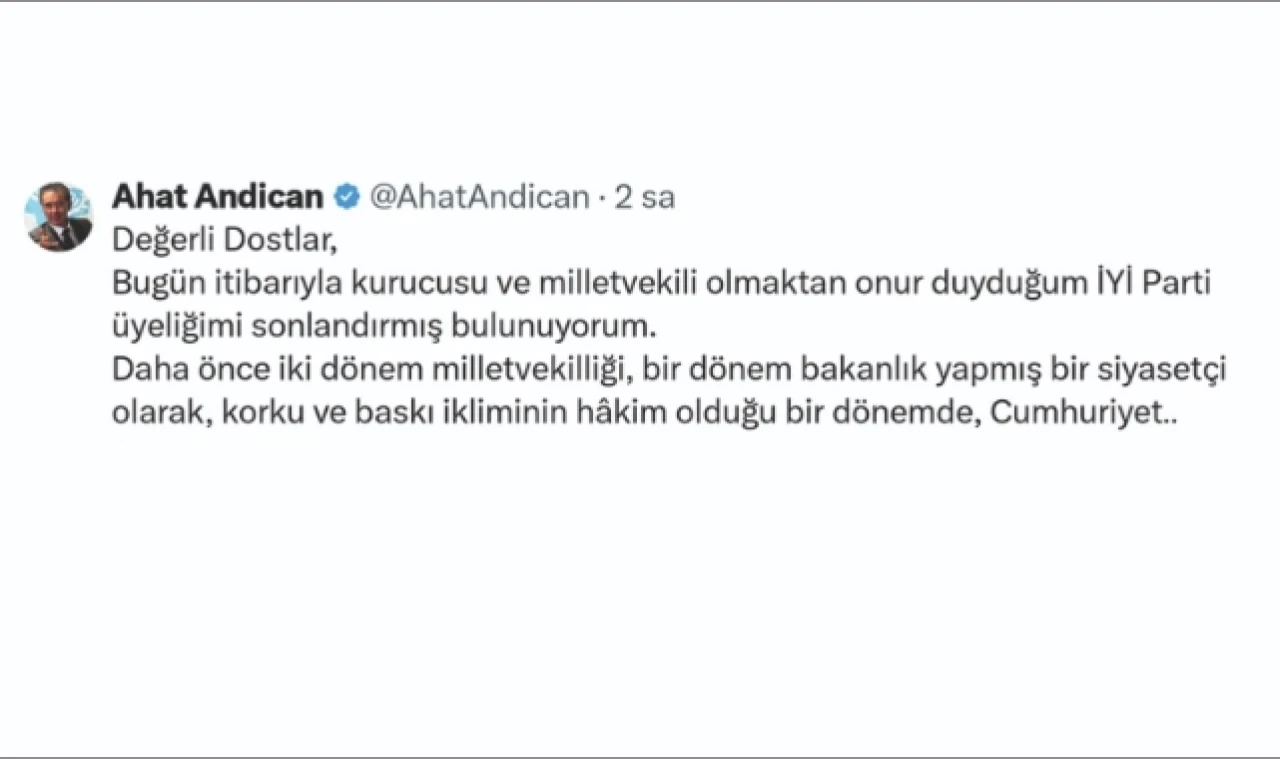 “PARTİSİZ MUHALEFET SAFLARINA KATILMIŞ BULUNUYORUM”