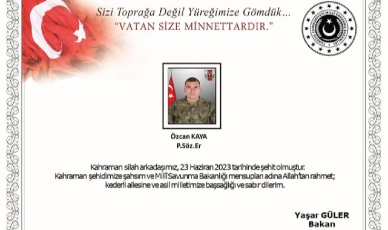 Pençe operasyonu bölgesinde hastaneye kaldırılan yaralı asker şehit oldu