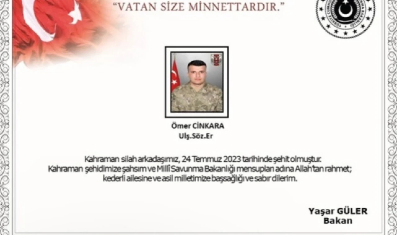 1 asker şehit oldu