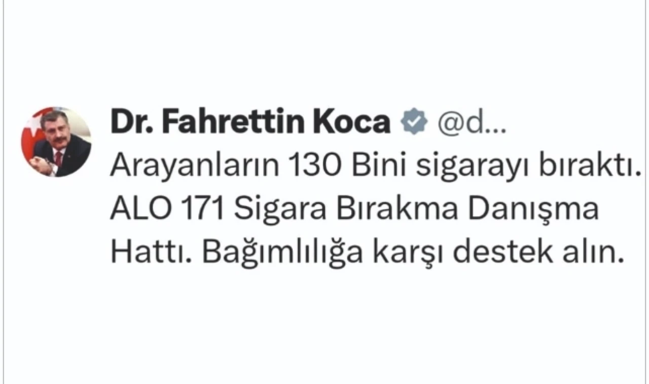 130 bin kişi sigarayı bıraktı!