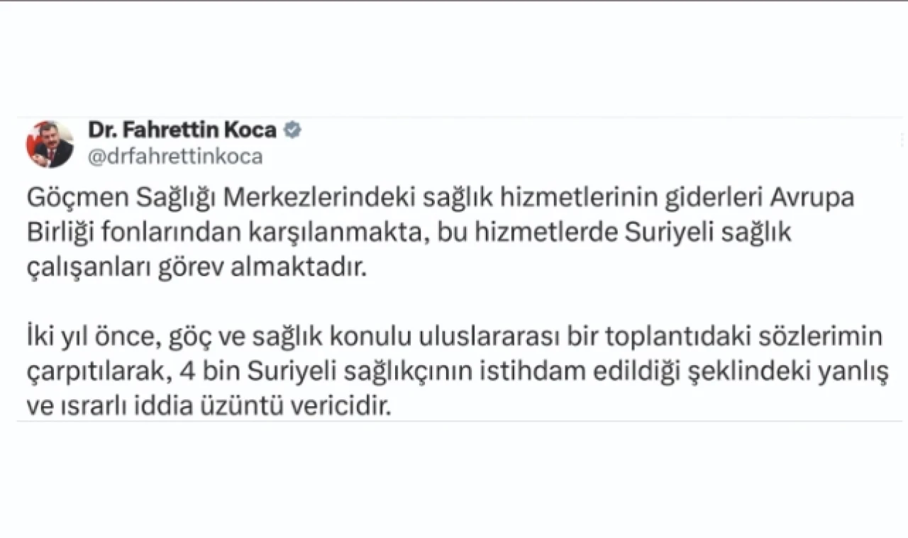 Bakan Koca'dan "4 bin Suriyeli sağlıkçı" iddiasına yanıt geldi