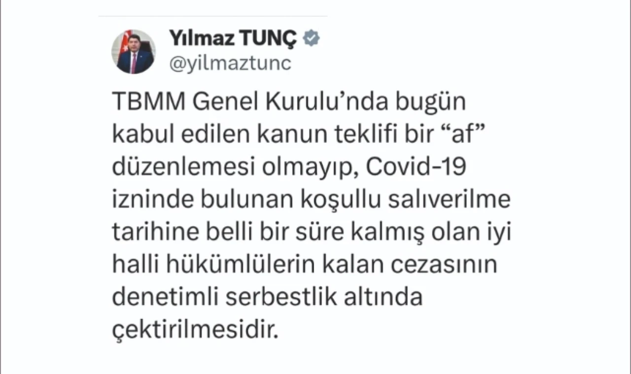 Bu düzenleme, bir “af” düzenlemesi değildir.