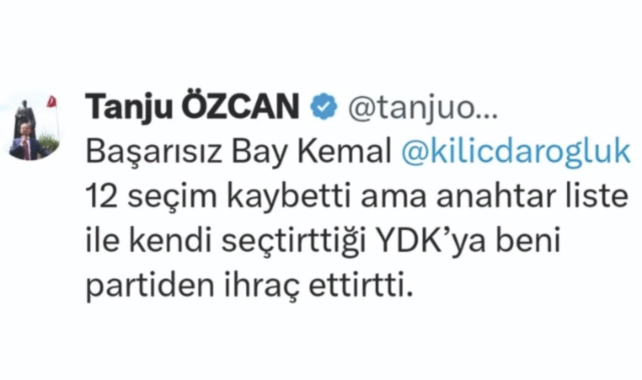 CHP'den ihraç edilen Tanju Özcan, Kılıçdaroğlu’na yüklendi!