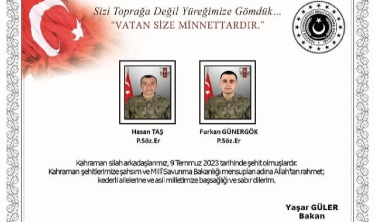 Pençe-Şimşek Harekatında iki şehit 