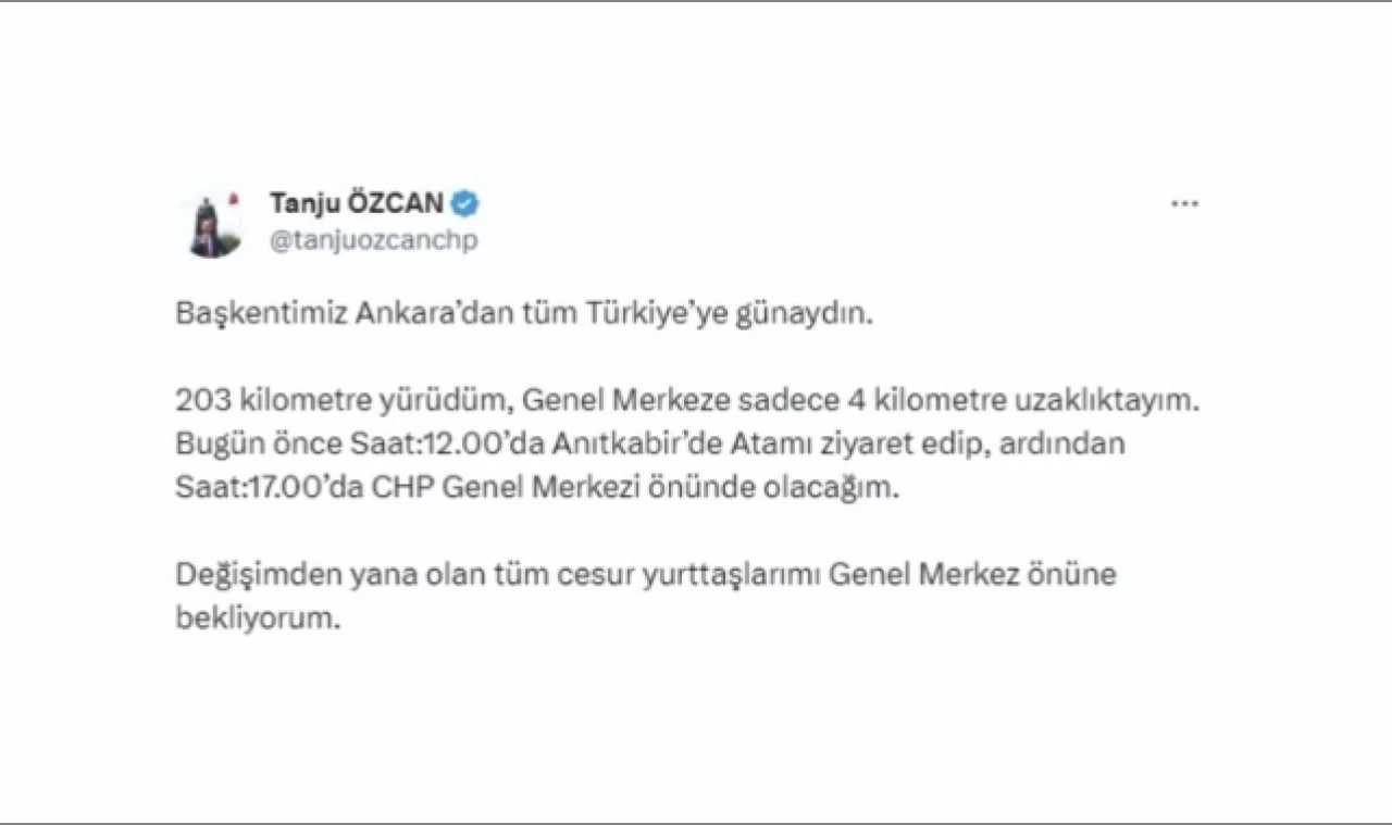 Tanju Özcan çağrıda bulundu: “Saat 17.00'de CHP Genel Merkezi Önünde buluşalım”