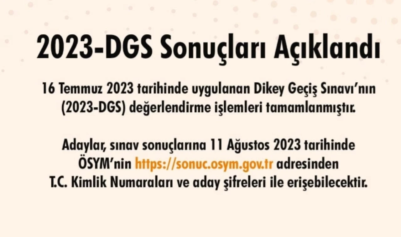 2023-DGS Sonuçları Açıklandı