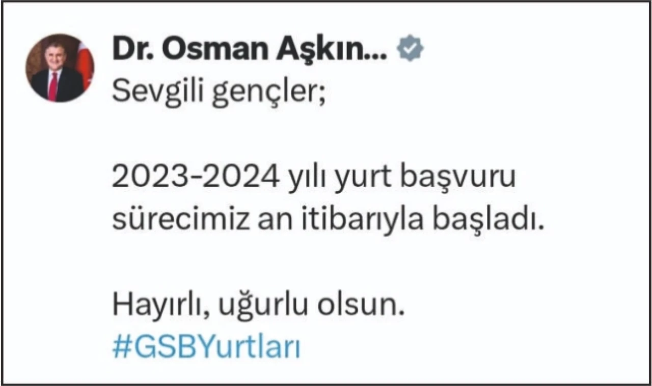 Yurt başvuruları başladı