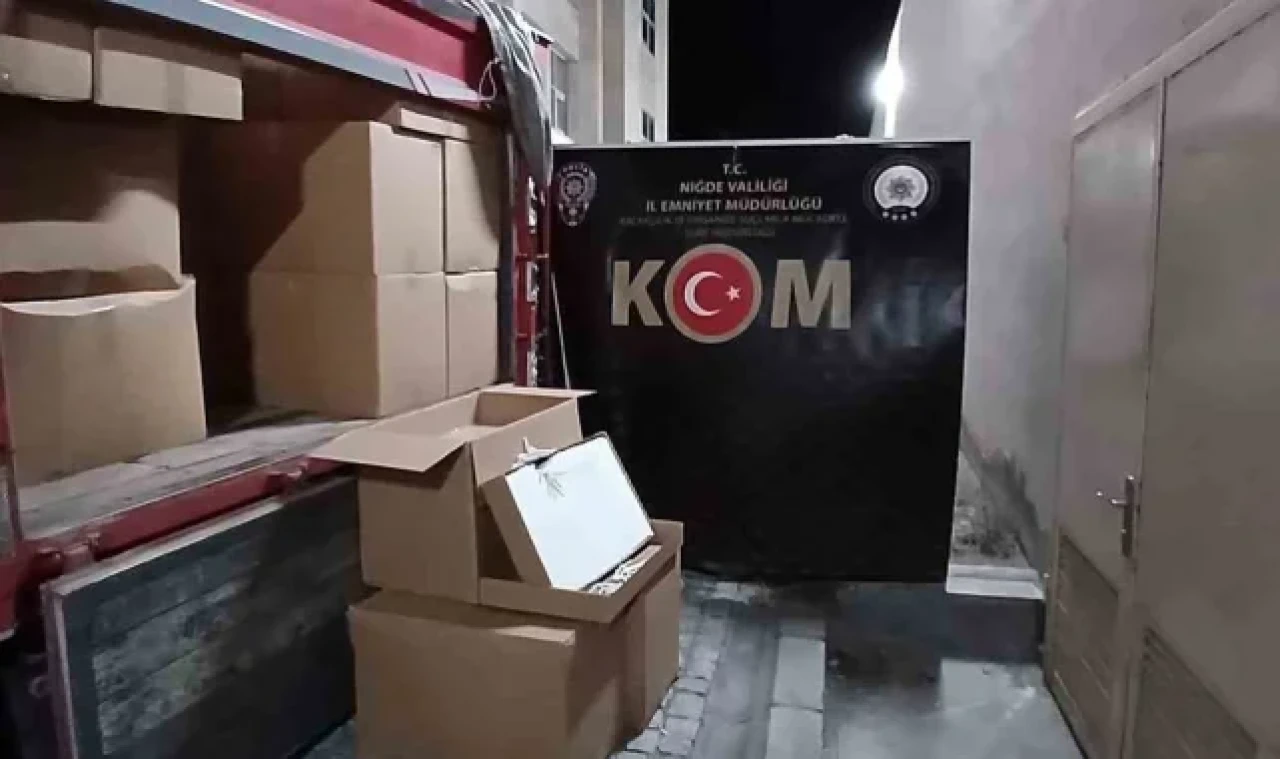 Niğde'de çok sayıda gümrük kaçağı makaron ele geçirildi