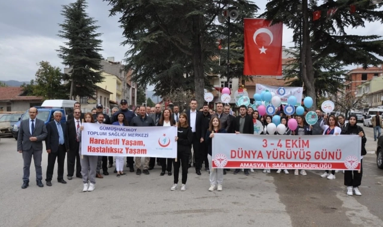 Gümüşhacıköy'de Sağlıklı beslenme ve hareketli yaşam yürüyüşü yapıldı