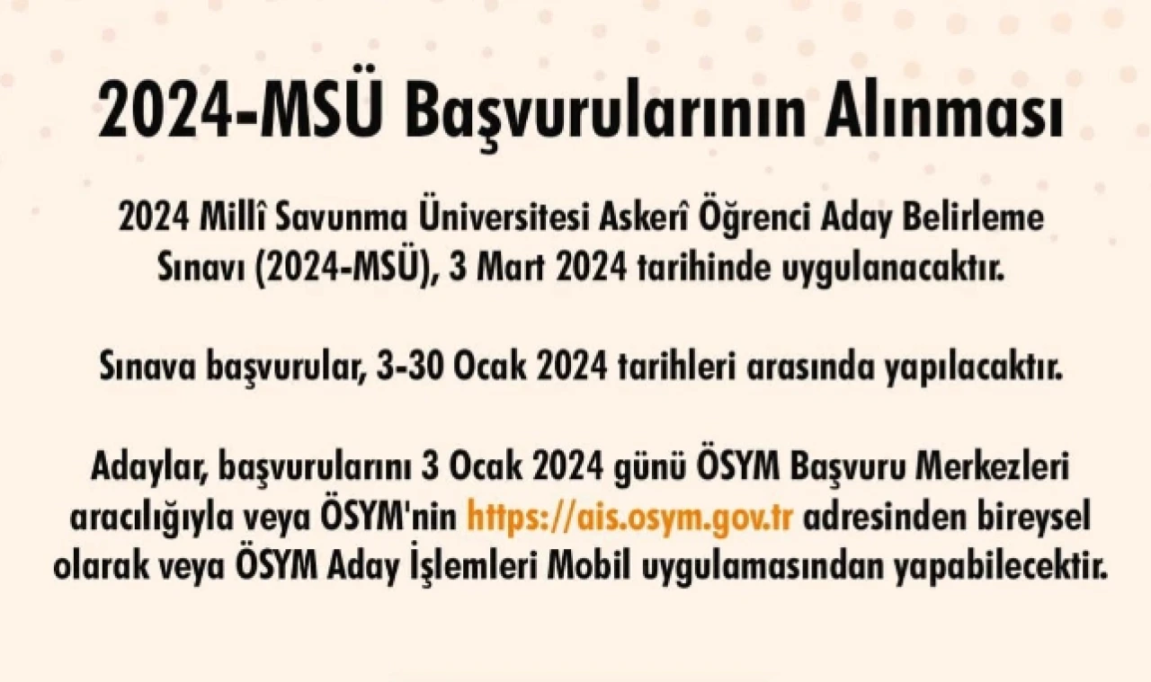 MSÜ başvuruları başladı