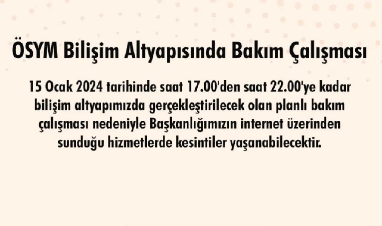 ÖSYM bilişim altyapısında çalışma