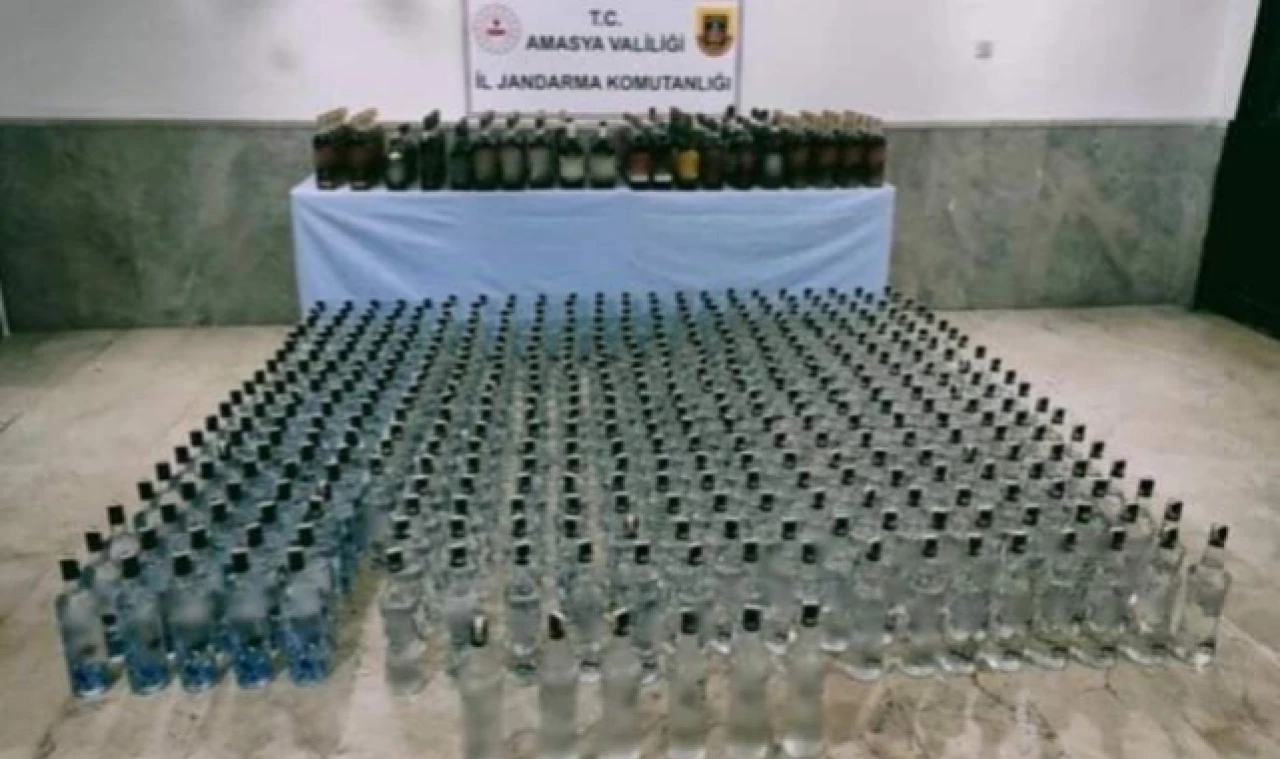 Merzifon’da 517 litre sahte içki ele geçirildi