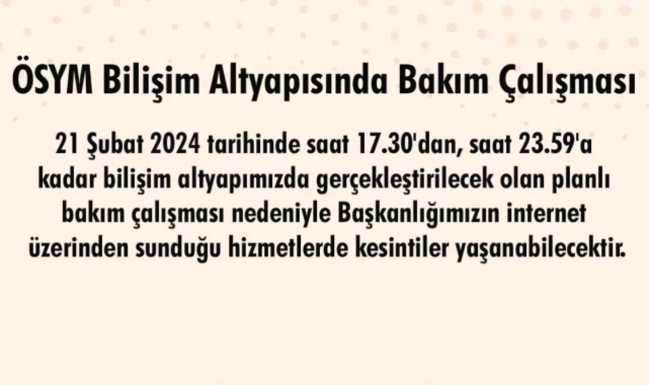 ÖSYM bilişim altyapısında çalışma