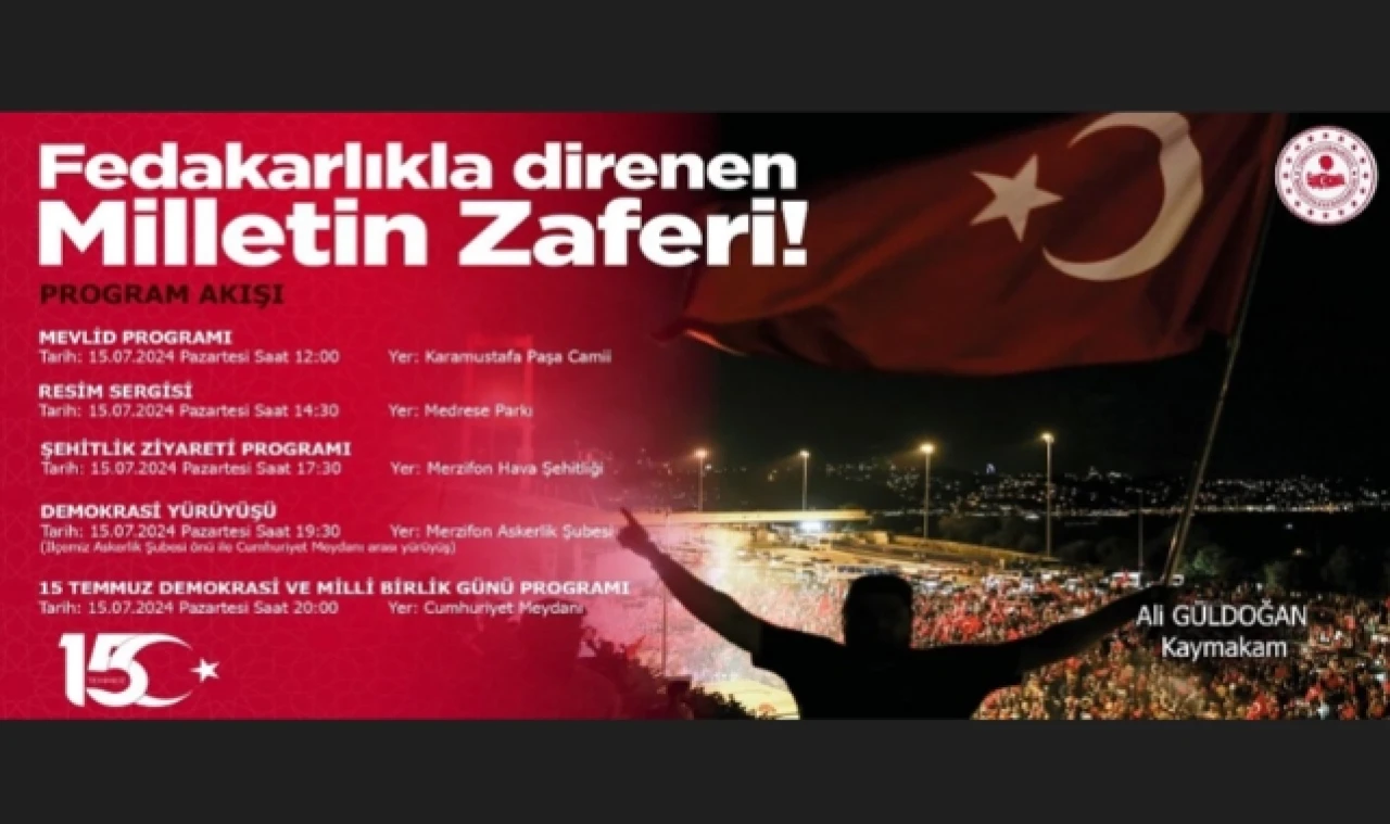 Merzifon’da 15 Temmuz Programı Belli Oldu!