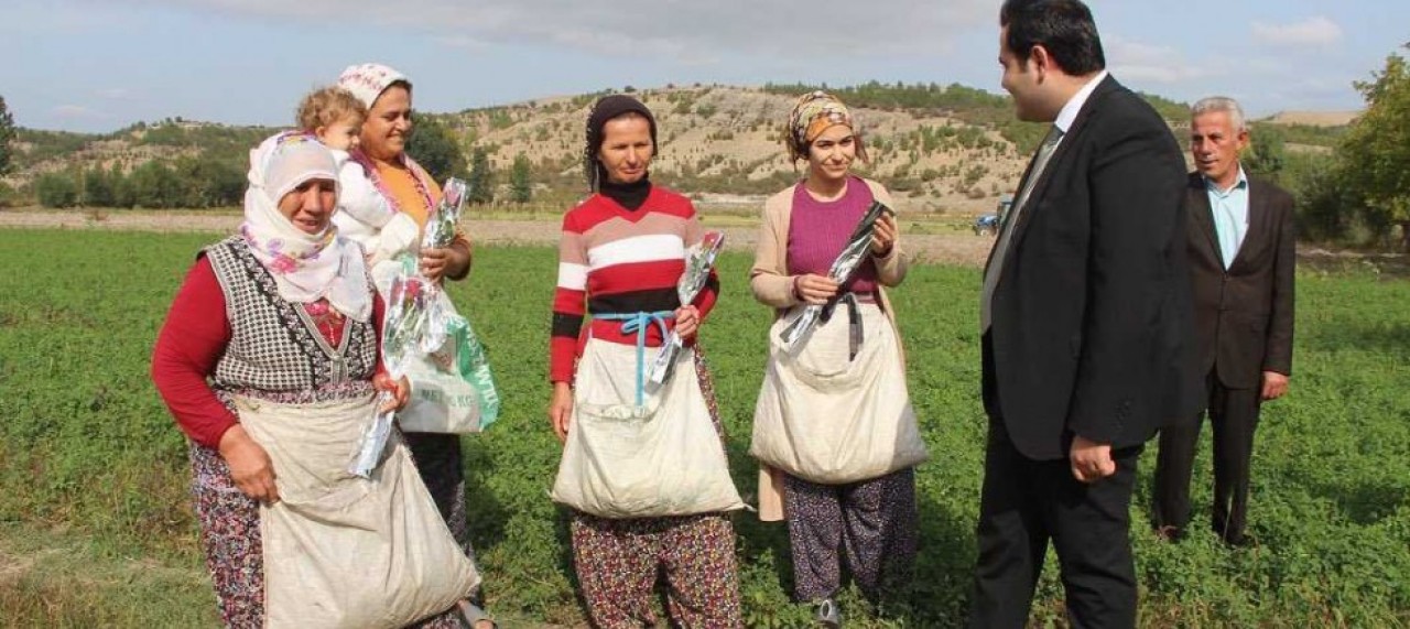 KADIN ÇİFTÇİLERİN GÜNLERİNİ TARLADA KUTLADI
