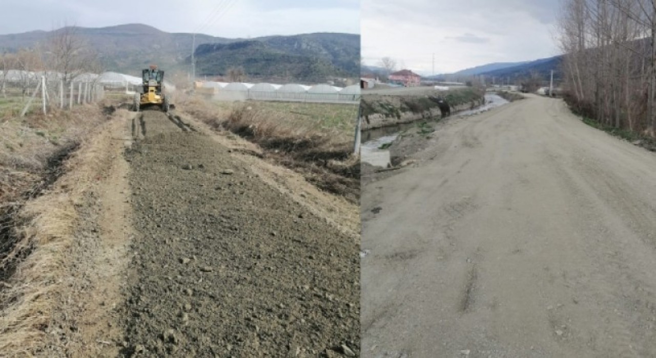 Köy içi yollarında çalışmalar devam ediyor