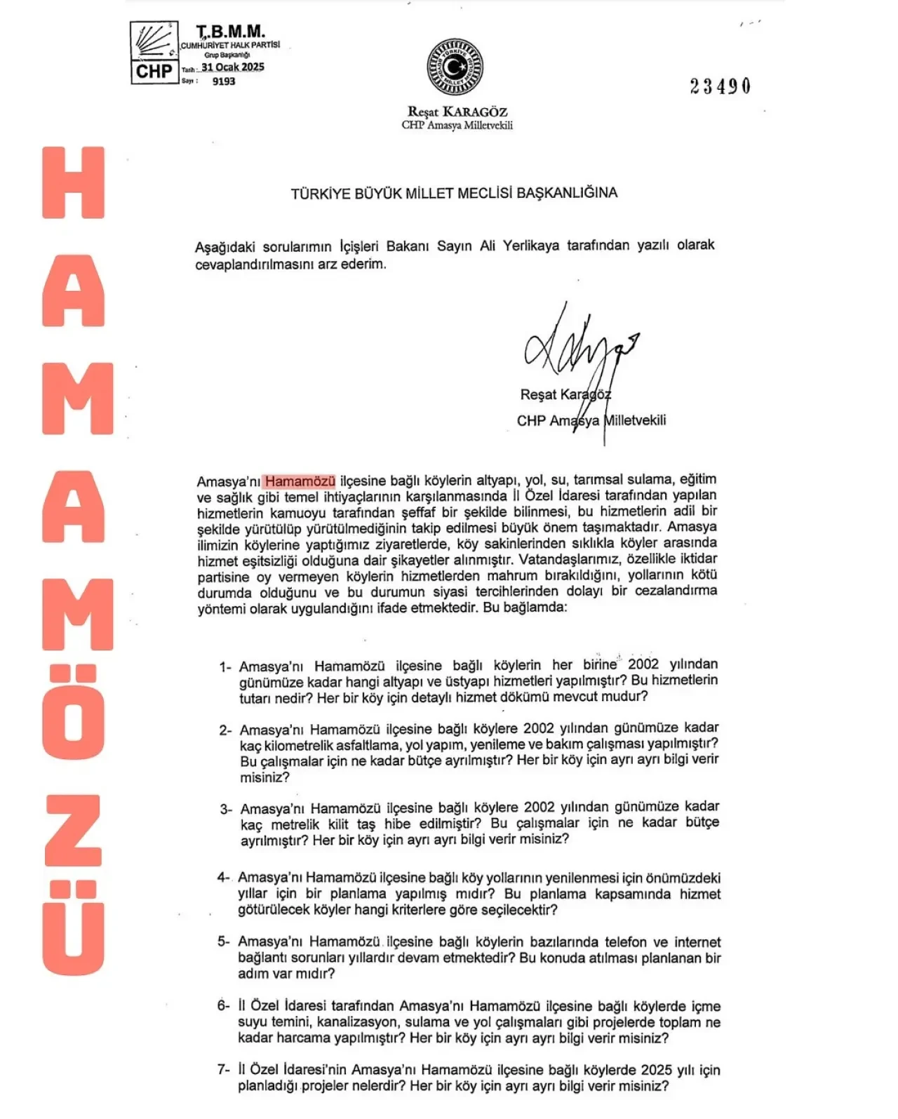 Vekil Karagöz: “Amasya'nın 372 Köyün Yatırımı Neden Açıklanmıyor?” 7