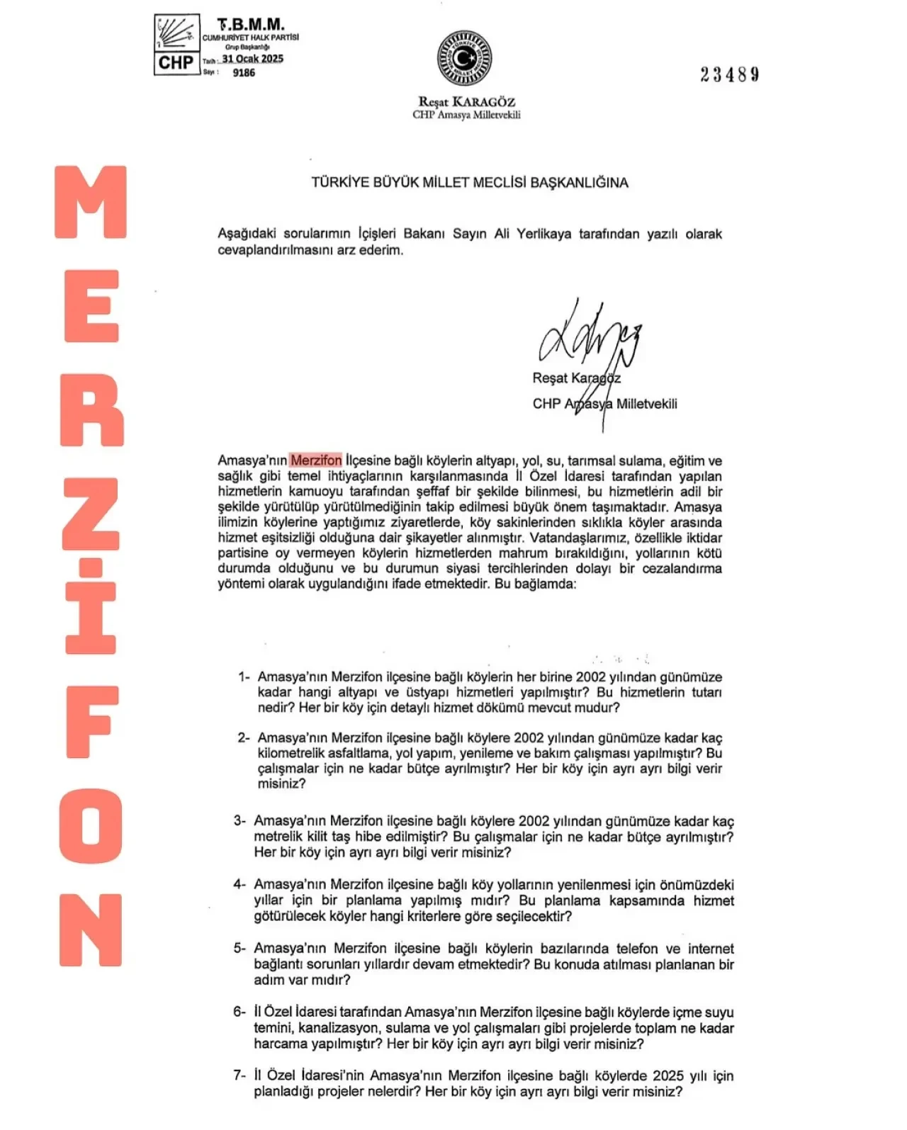 Vekil Karagöz: “Amasya'nın 372 Köyün Yatırımı Neden Açıklanmıyor?” 2