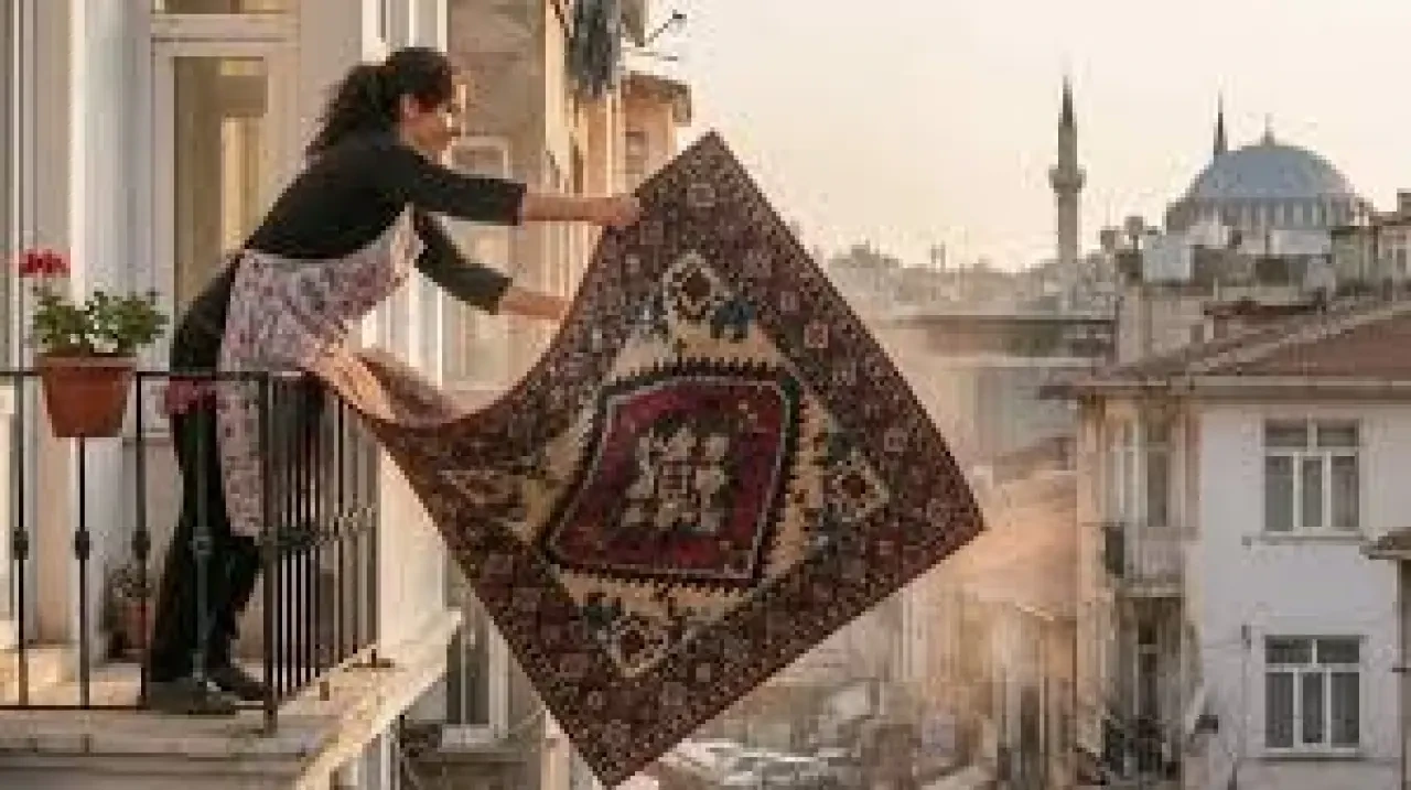 Balkonda Halı Silkeleyen Yandı 3