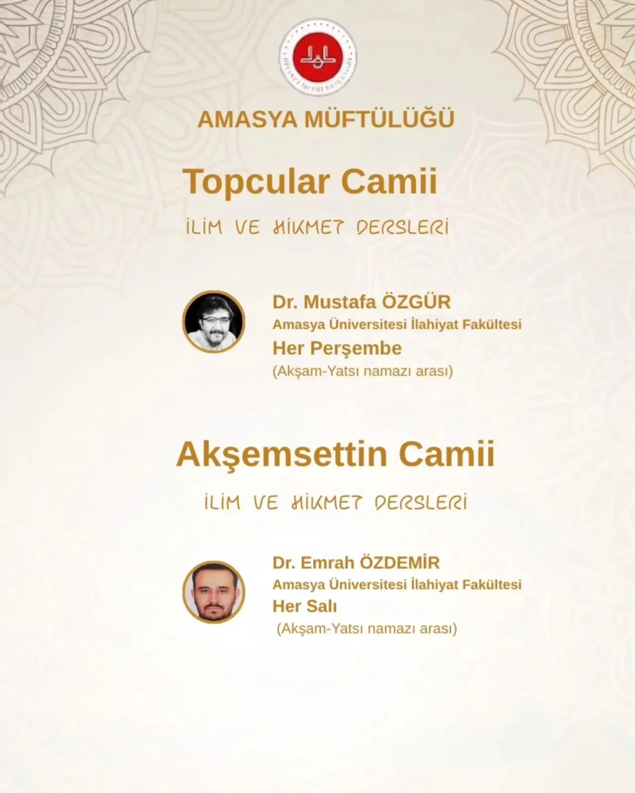 Amasya’da “İlim ve Hikmet Dersleri” Başlıyor 2