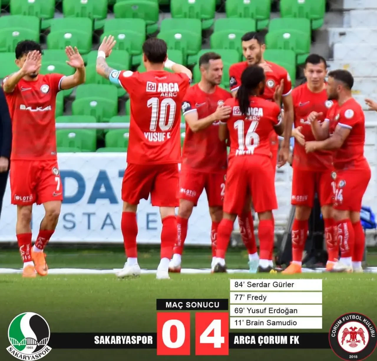 Arca Çorum FK'dan Sakaryaspor'a Farklı Tarife 1