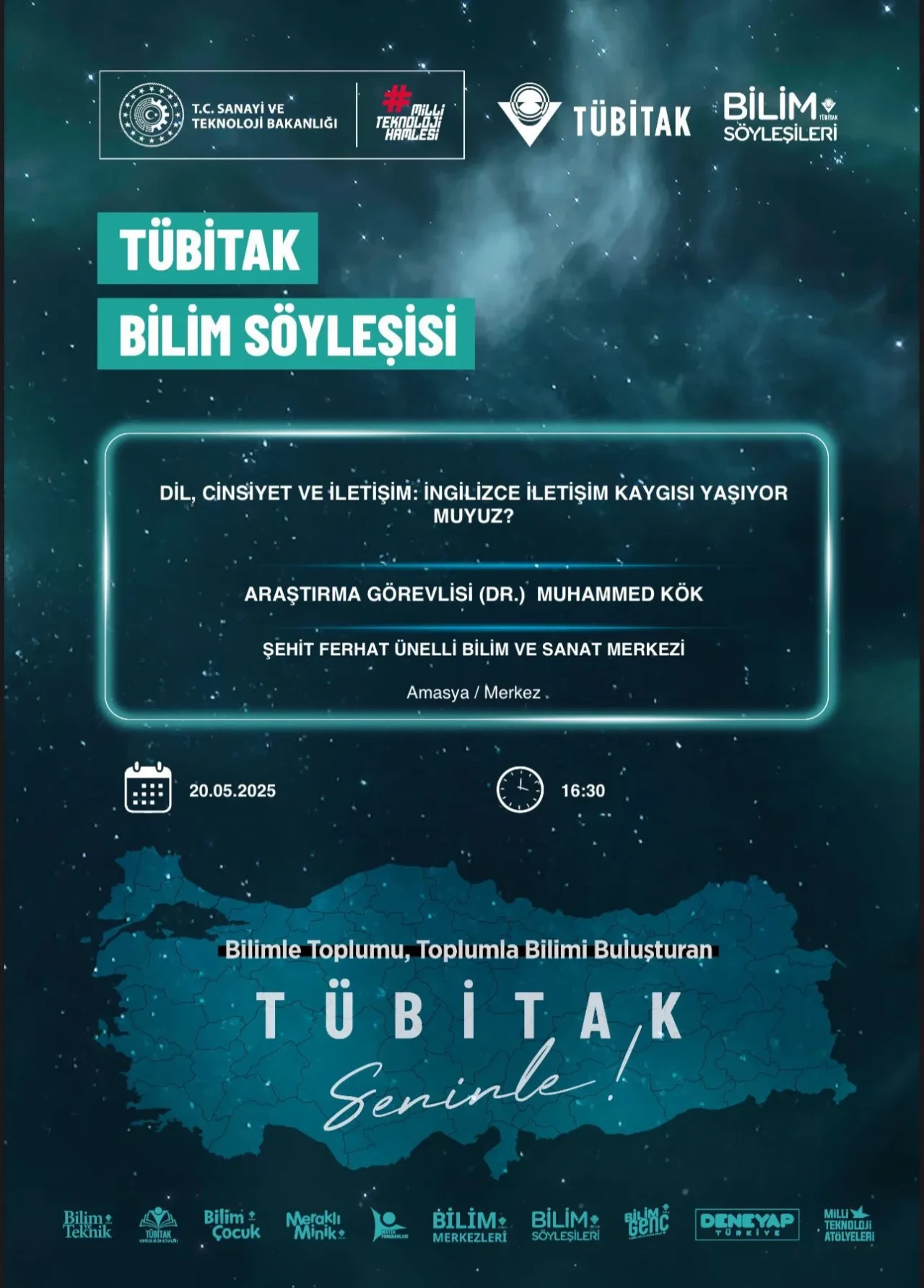Amasya’da TÜBİTAK Bilim Söyleşisi: İngilizce İletişim Kaygısı Masaya Yatırılacak