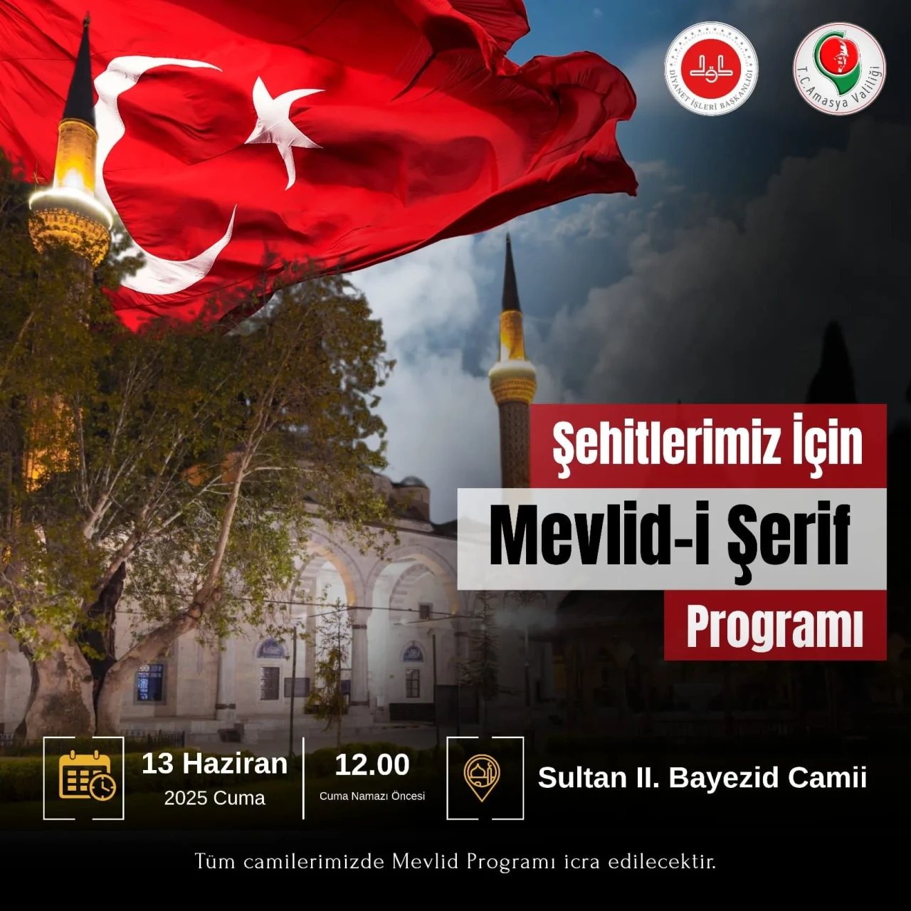 Amasya’da Şehitler İçin Mevlid-i Şerif Programı Düzenlenecek