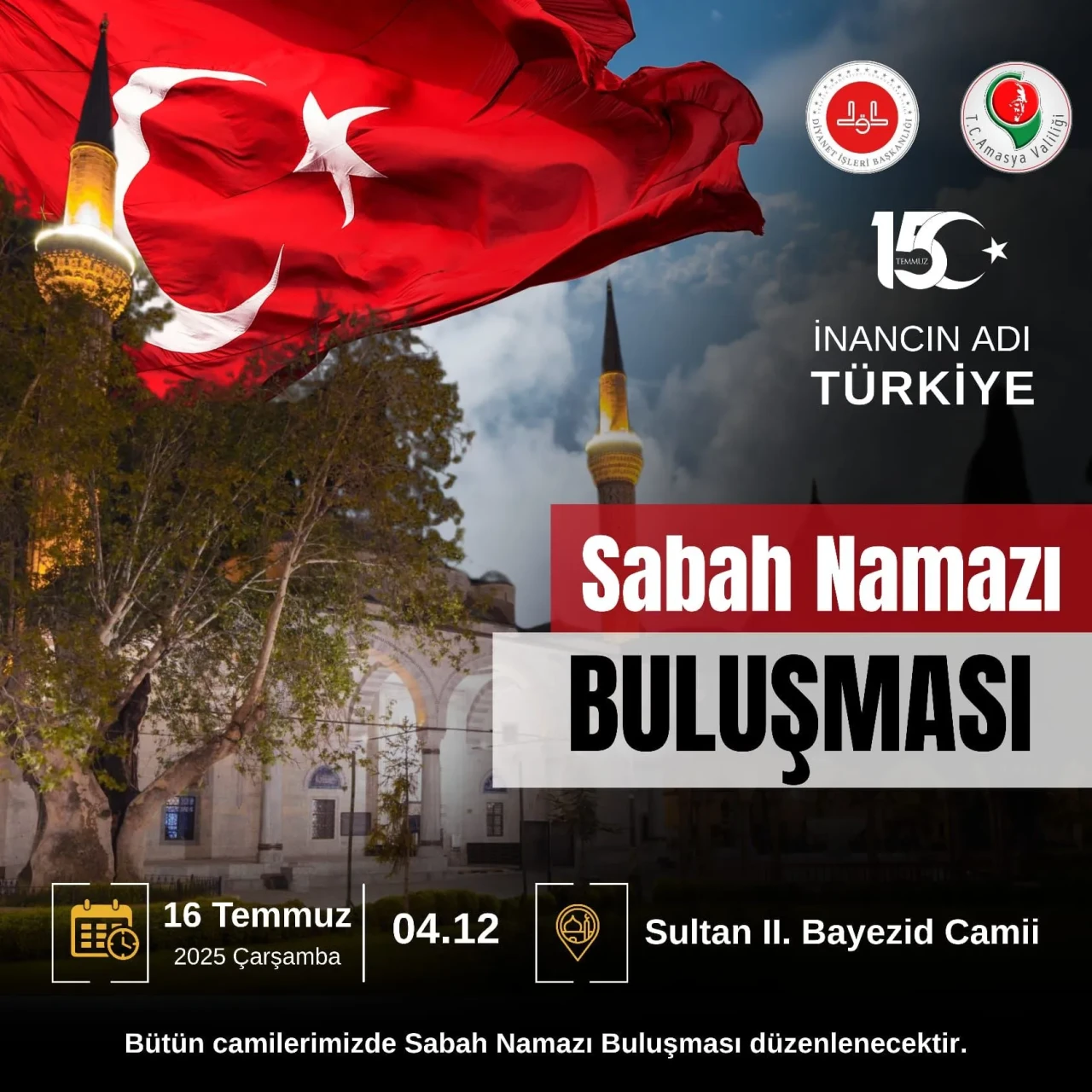 Amasya’da Şehitler İçin Sabah Namazında Dua Buluşması
