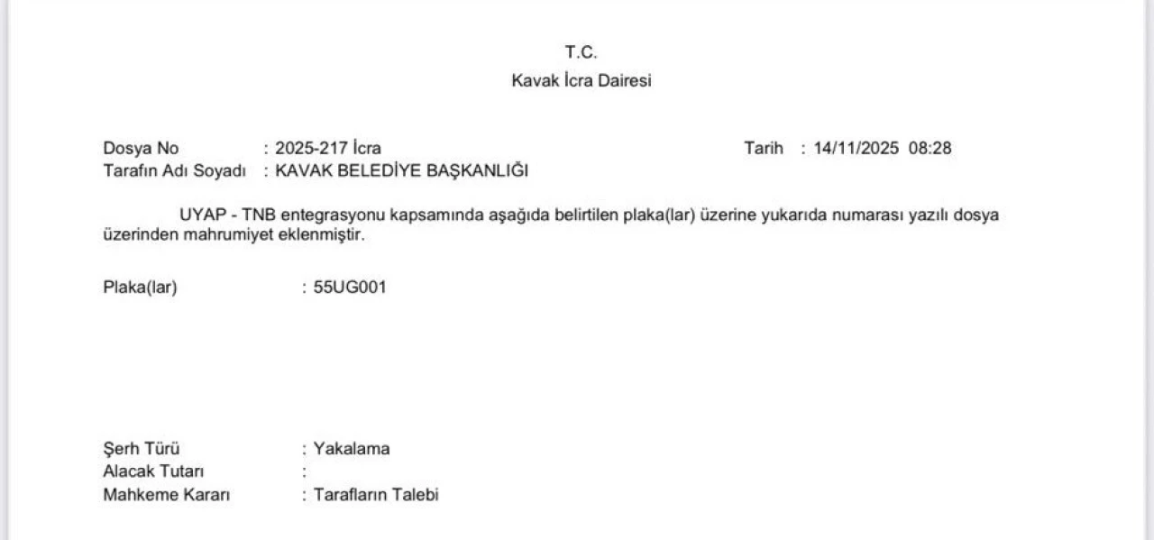 Makam aracına haciz ve yakalama kararı