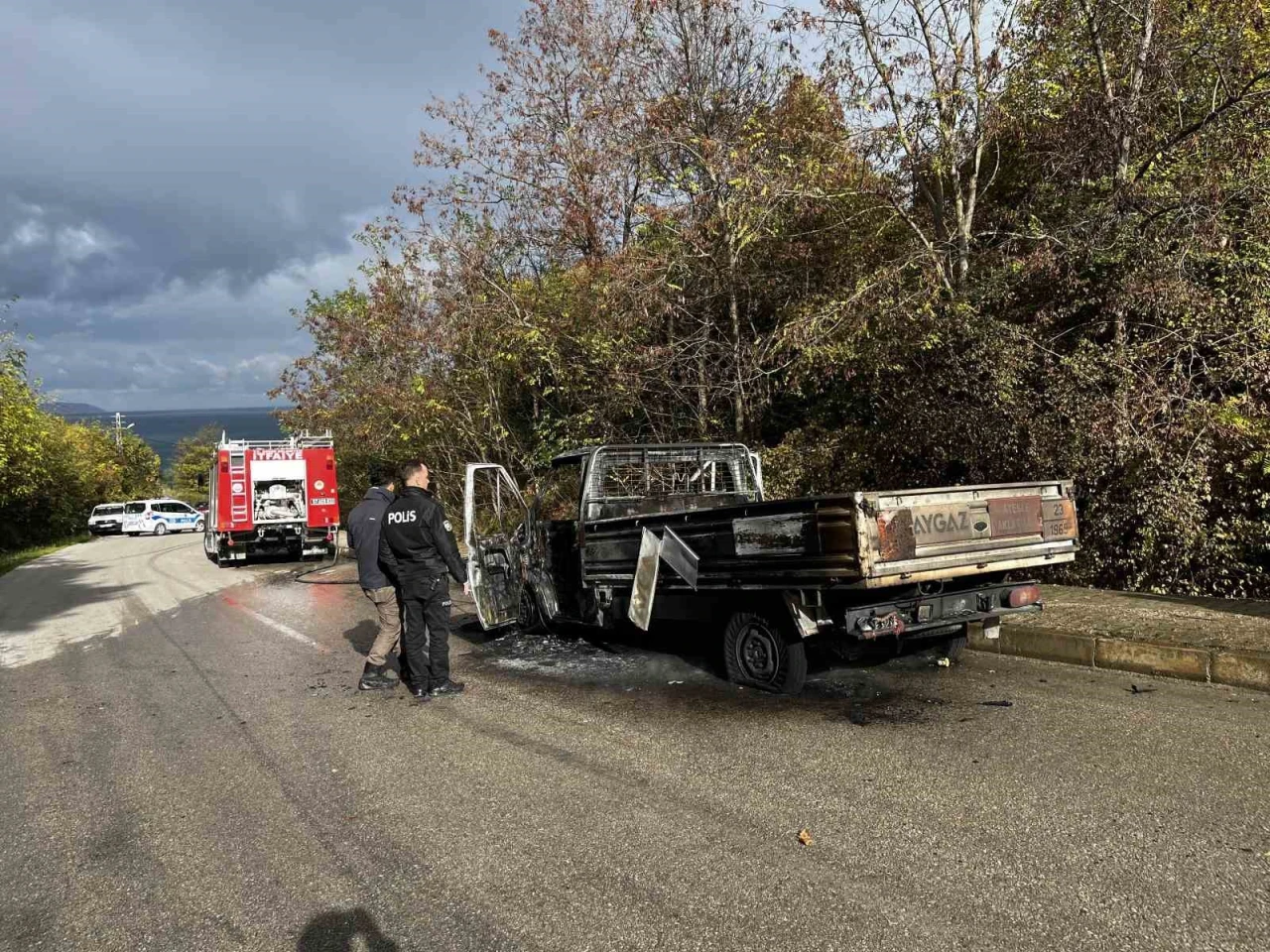 Seyir halindeki kamyonet alevlere teslim oldu