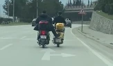 Cip ve Motosikletin Risk Dolu Yolculuğu Kamerada Kaydedildi!