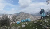 Kuşkonmaz için çıktığı dağda 6 torba çöp topladı