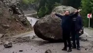 Yaylaya gidenler devasa kayanın altında kalmaktan saniyelerle kurtuldu