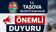 Taşova Belediyesi’nden Kritik Uyarı!