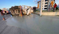 Beton Mikseri Devrildi! Sürücü Yaralı Kurtuldu