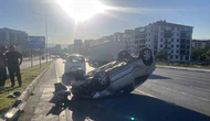 Çorum’da Kontrolden Çıkan Otomobil Takla Attı
