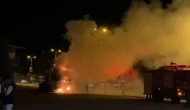 Seyir halindeki tır alev aldı