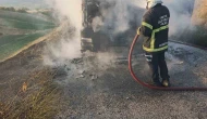 Amasya’da seyir halindeki beton mikseri alev alev yandı