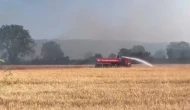 Anız yangını güçlükle söndürüldü