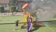 Çocuk parkında korkutan yangın