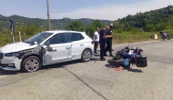 Jandarma motorize timi ile otomobil çarpıştı