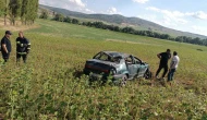 Yoldan çıkan otomobil tarlaya uçtu :1 yaralı