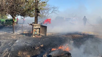 Anız yangını bahçeye sıçradı