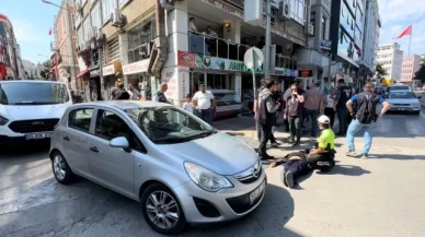 Sarhoş şahıs aracın önünden geçerken kendini yere bıraktı